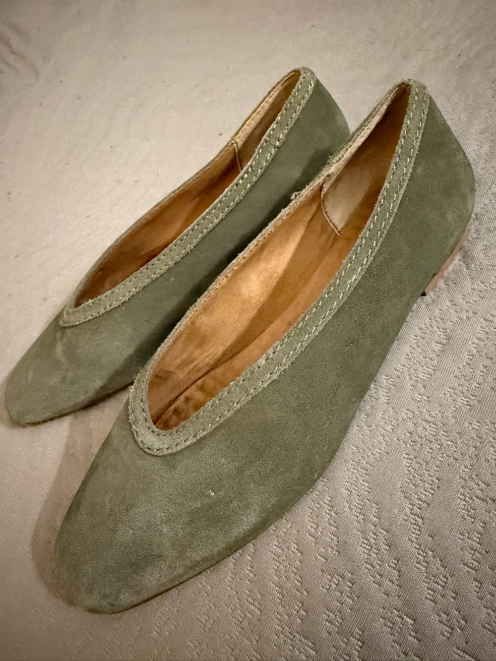 Kelsi Dagger Olive Green Suede Flats